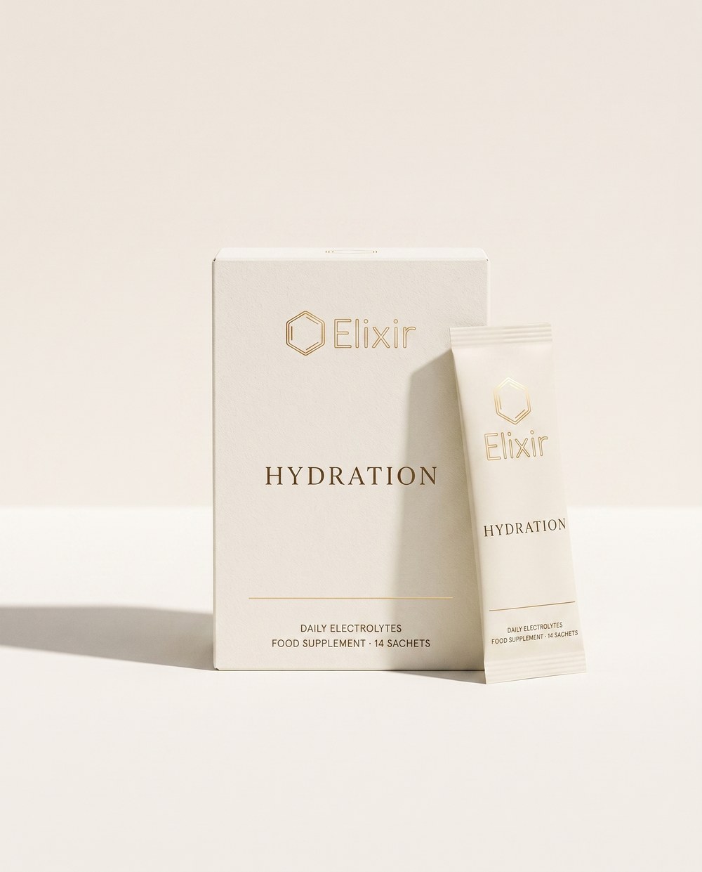Elixir Hydration — sachets in a cream carton
