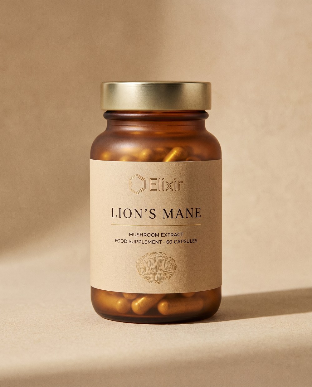 Elixir Lion's Mane — honey glass supplement jar