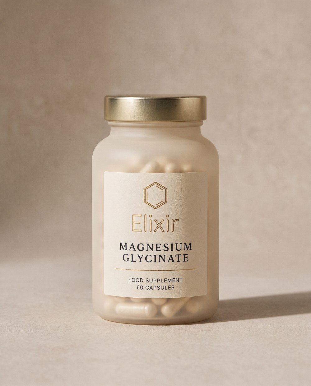 Elixir Magnesium Glycinate — frosted glass supplement jar