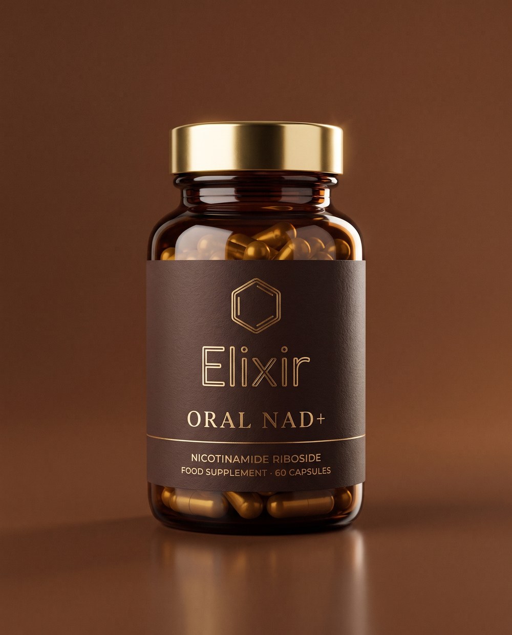 Elixir Oral NAD+ — bronze glass supplement jar