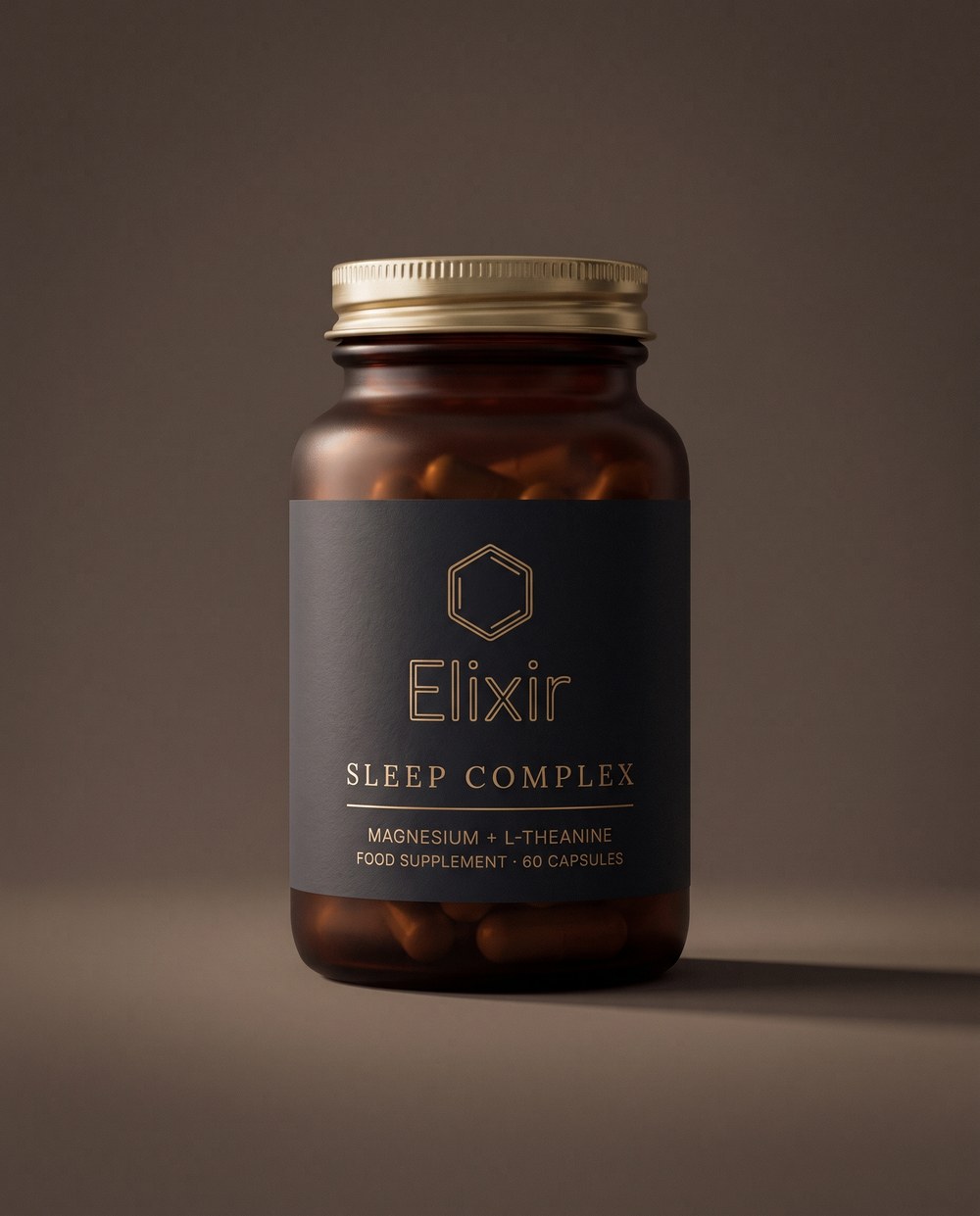 Elixir Sleep Complex — amber glass supplement jar